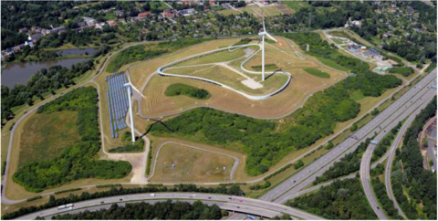 Aerial view of the sealed landfill