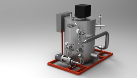 Close-coupled pump attached to a fired boiler