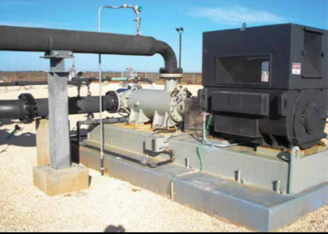 mage 1. Three-screw positive displacement pump in pipeline installation